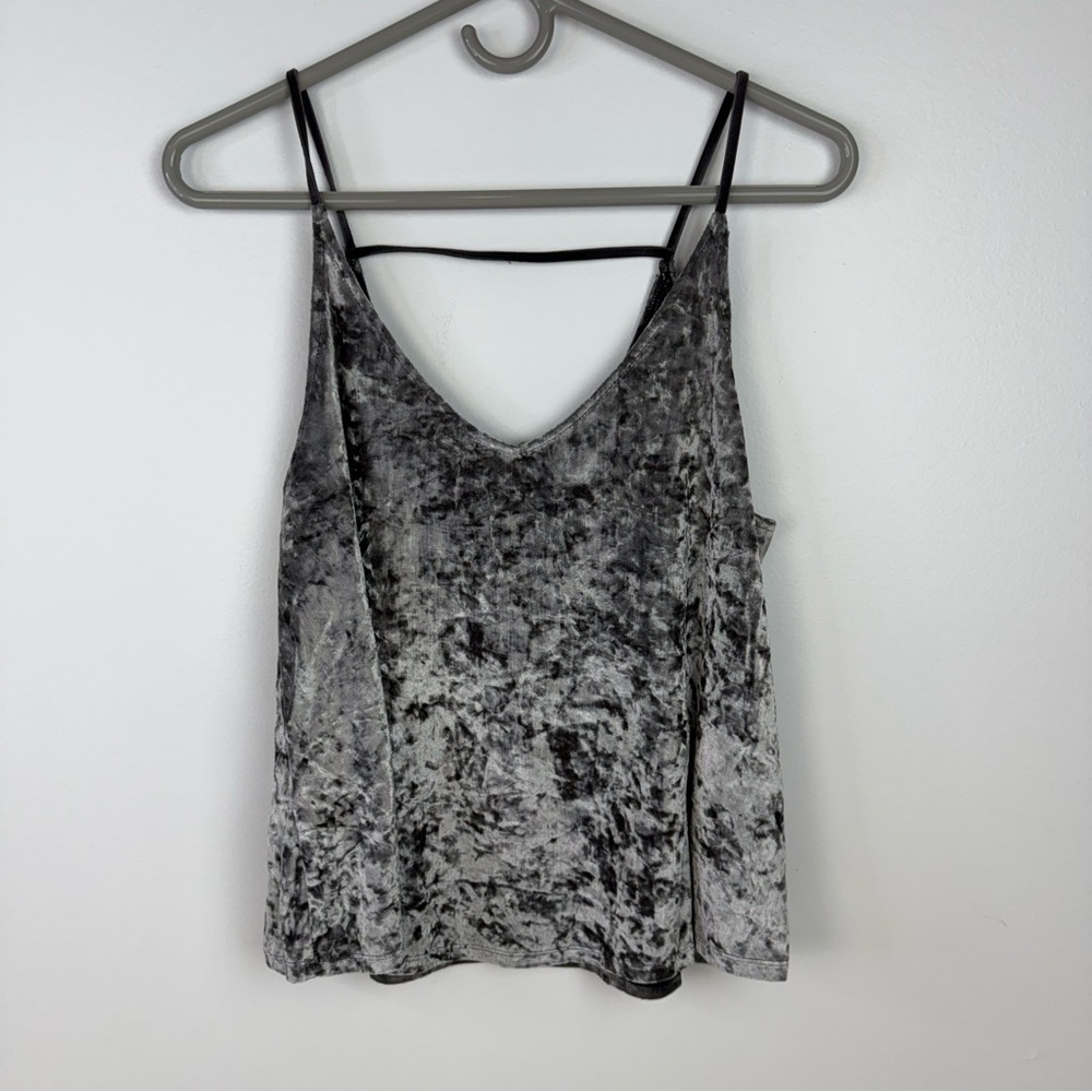 American Eagle Outfitters Crushed Velvet Gray Camisole